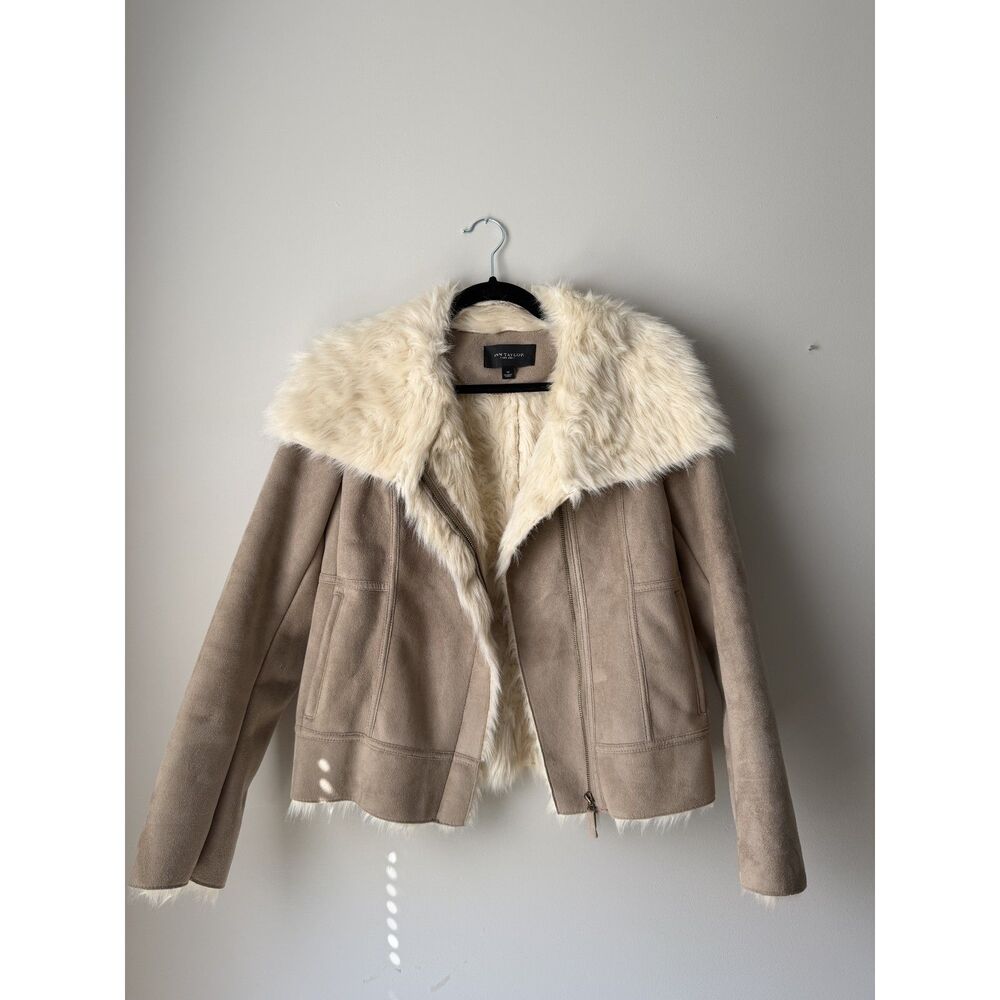 Ann Taylor Suede + Faux Fur Jacket